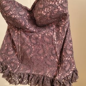 Torrid sz 2 grey and pink lace corset zip up top